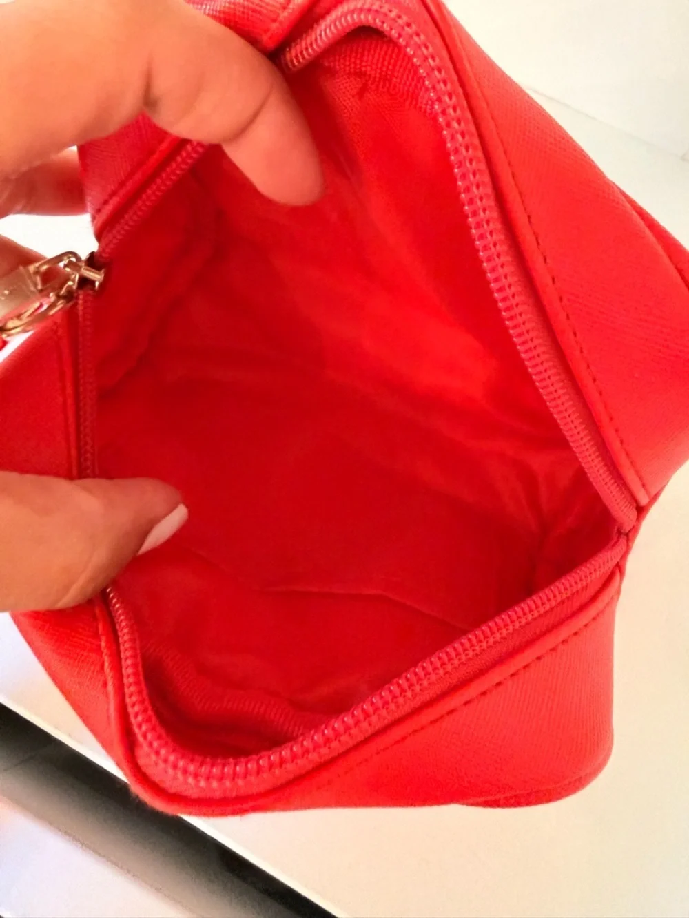 Michael Kors Red Wristlet Cosmetic Case with Gold Plaque